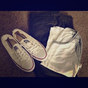 Dark olive green skinny khaki. Banana Republic